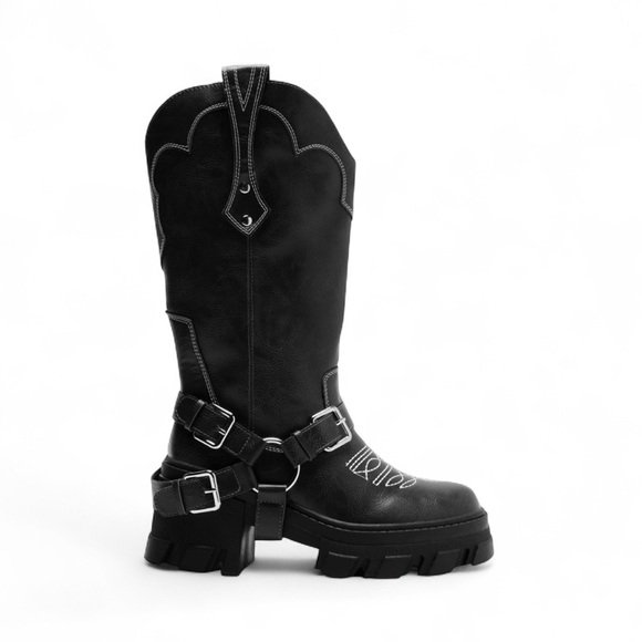 Zander Knee High Boots - Black 5 - Picture 1 of 3